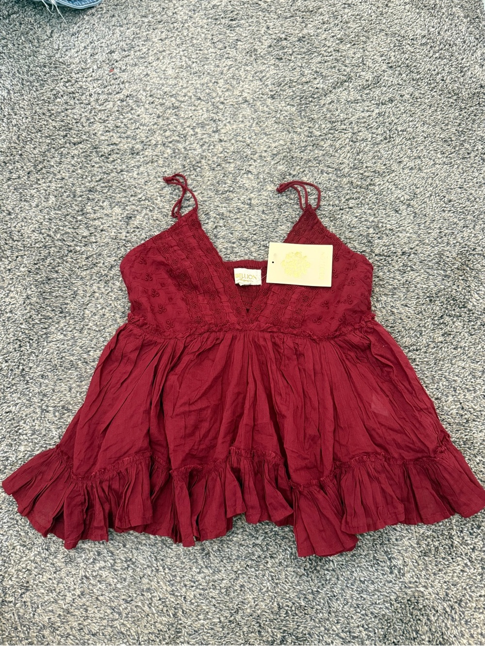 NWT Rebellion Boho Lace-Trim Spaghetti Top